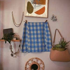 Tartan slit hem mini skirt